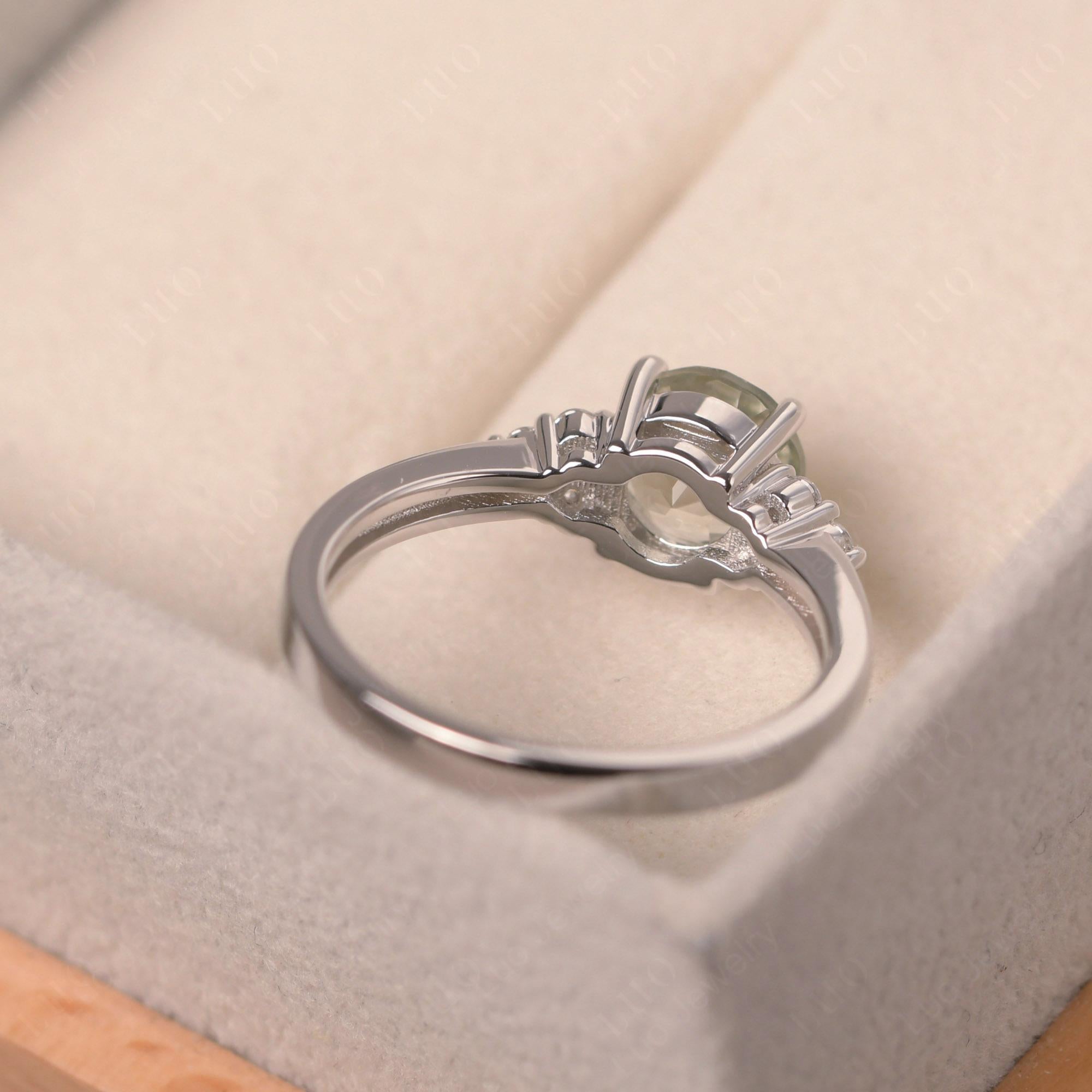 Round Cut Green Amethyst Engagement Ring - LUO Jewelry