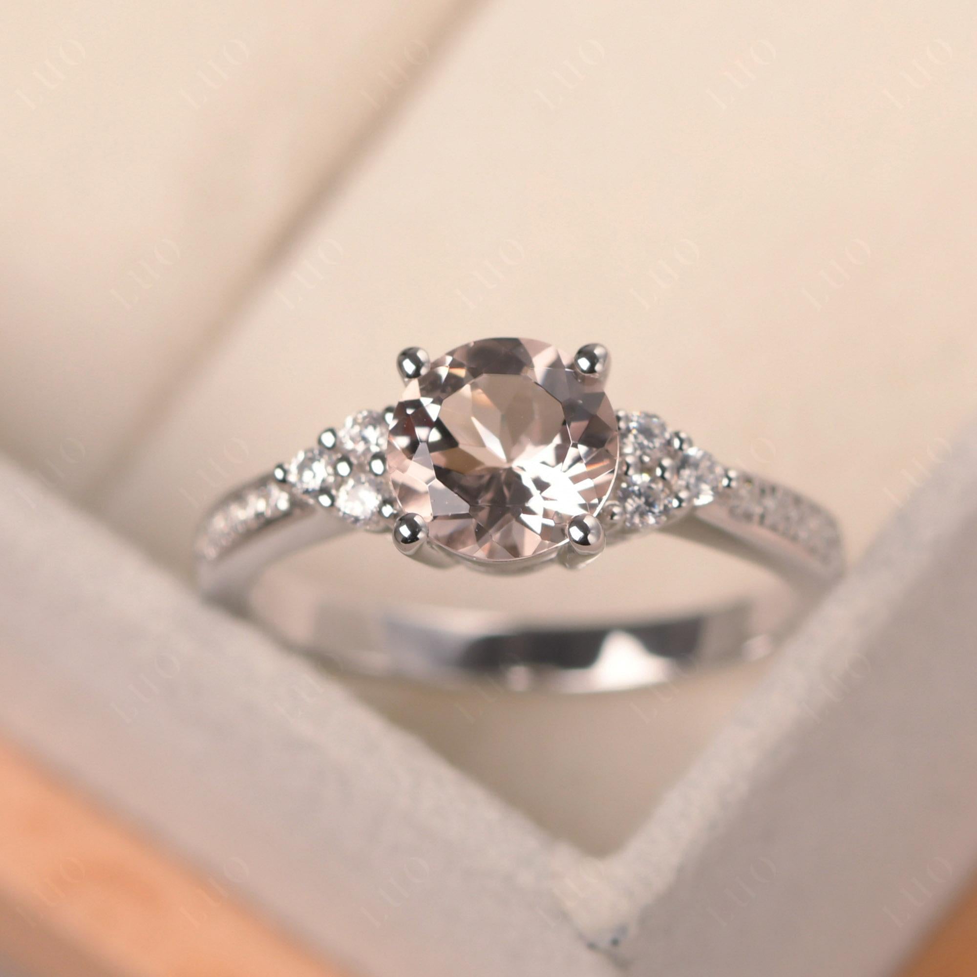 Round Cut Morganite Engagement Ring - LUO Jewelry