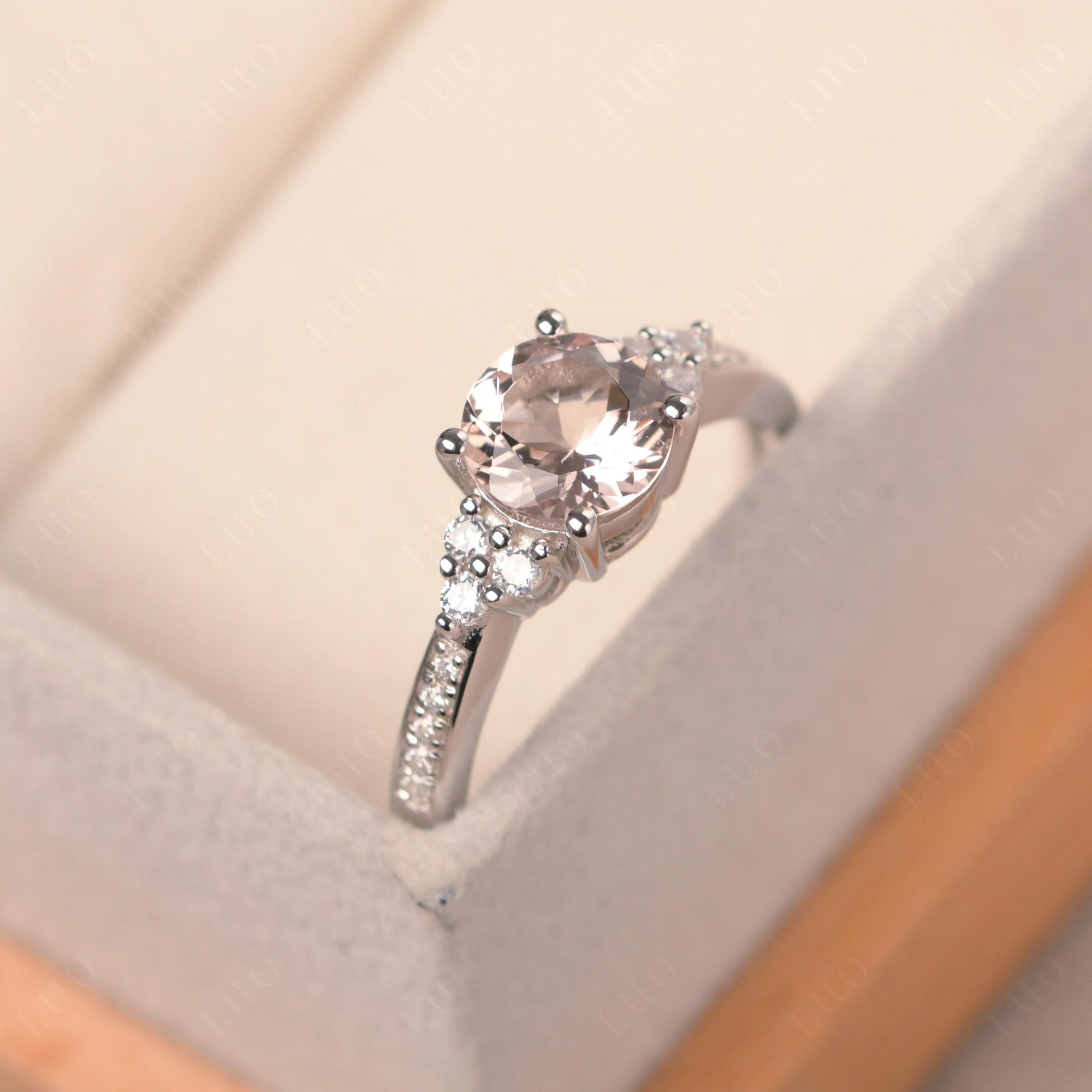 Round Cut Morganite Engagement Ring - LUO Jewelry