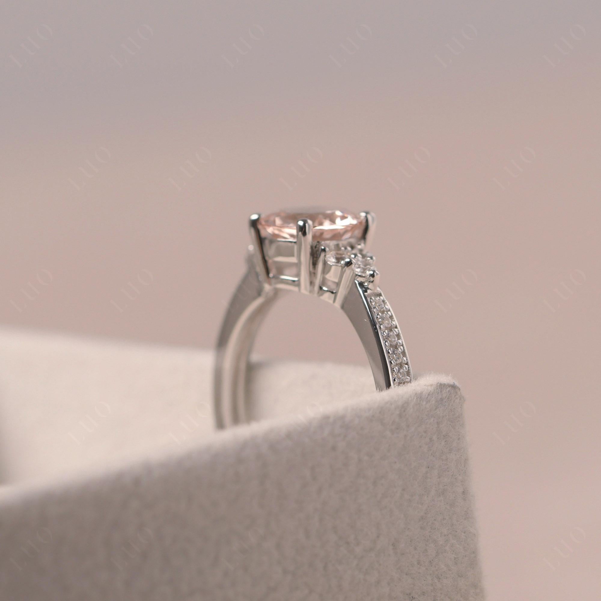 Round Cut Morganite Engagement Ring - LUO Jewelry