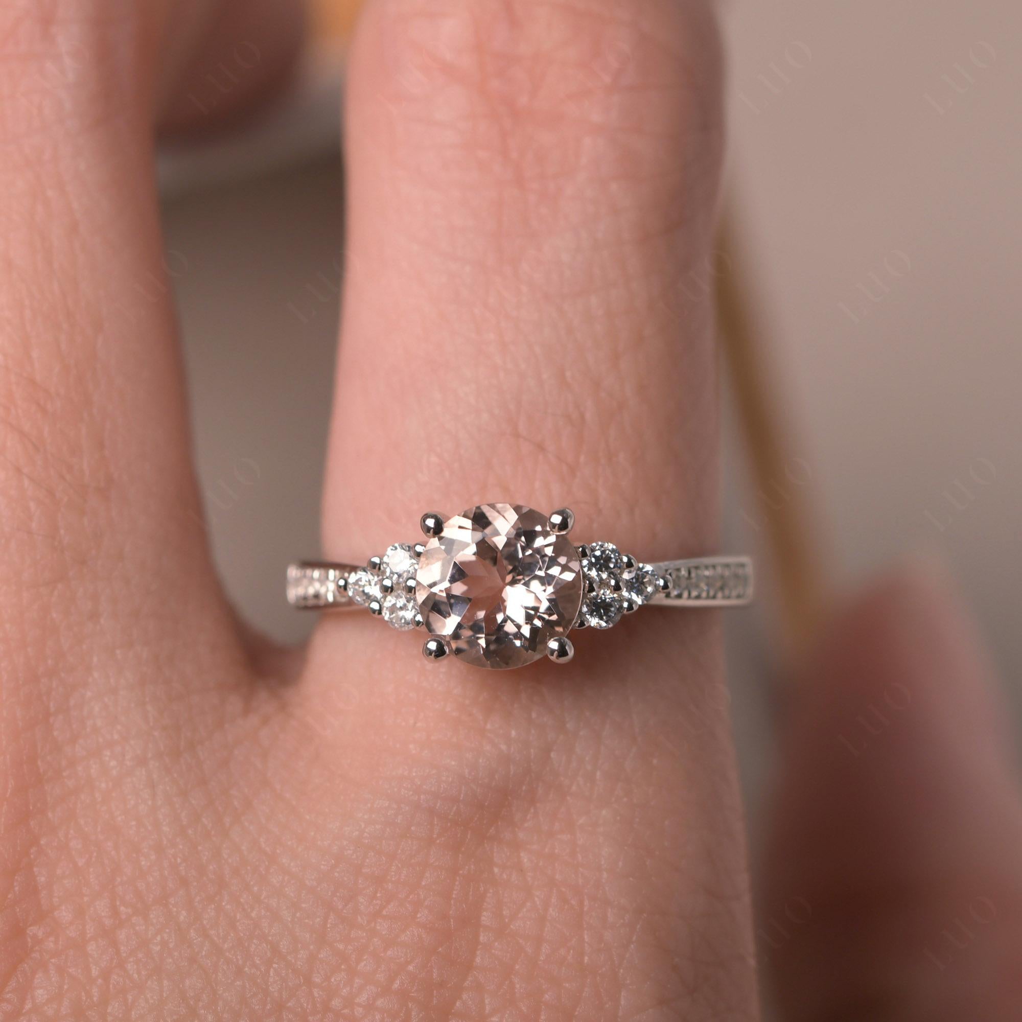Round Cut Morganite Engagement Ring - LUO Jewelry