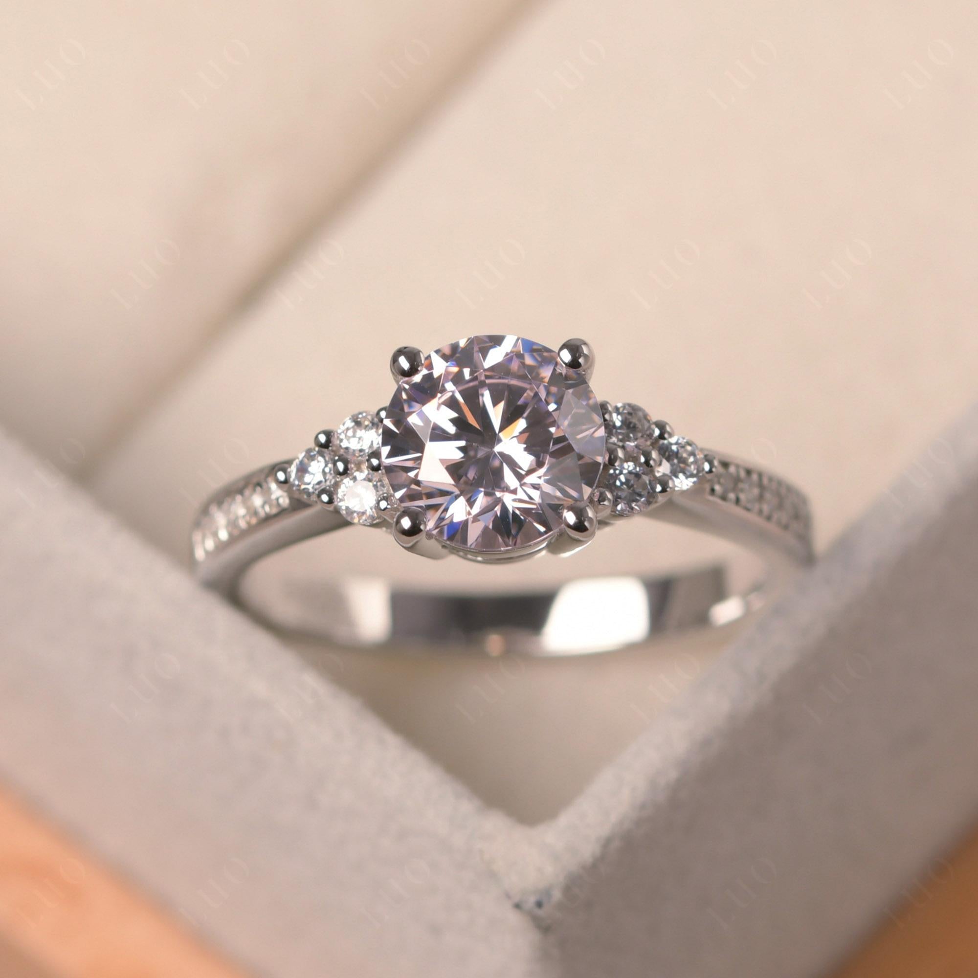 Round Cut Pink Cubic Zirconia Engagement Ring - LUO Jewelry