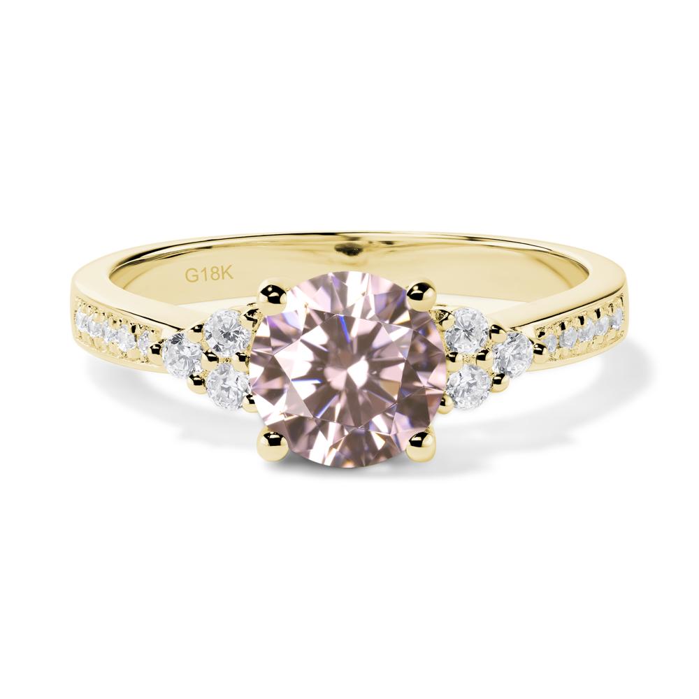 Round Cut Pink Cubic Zirconia Engagement Ring - LUO Jewelry #metal_18k yellow gold