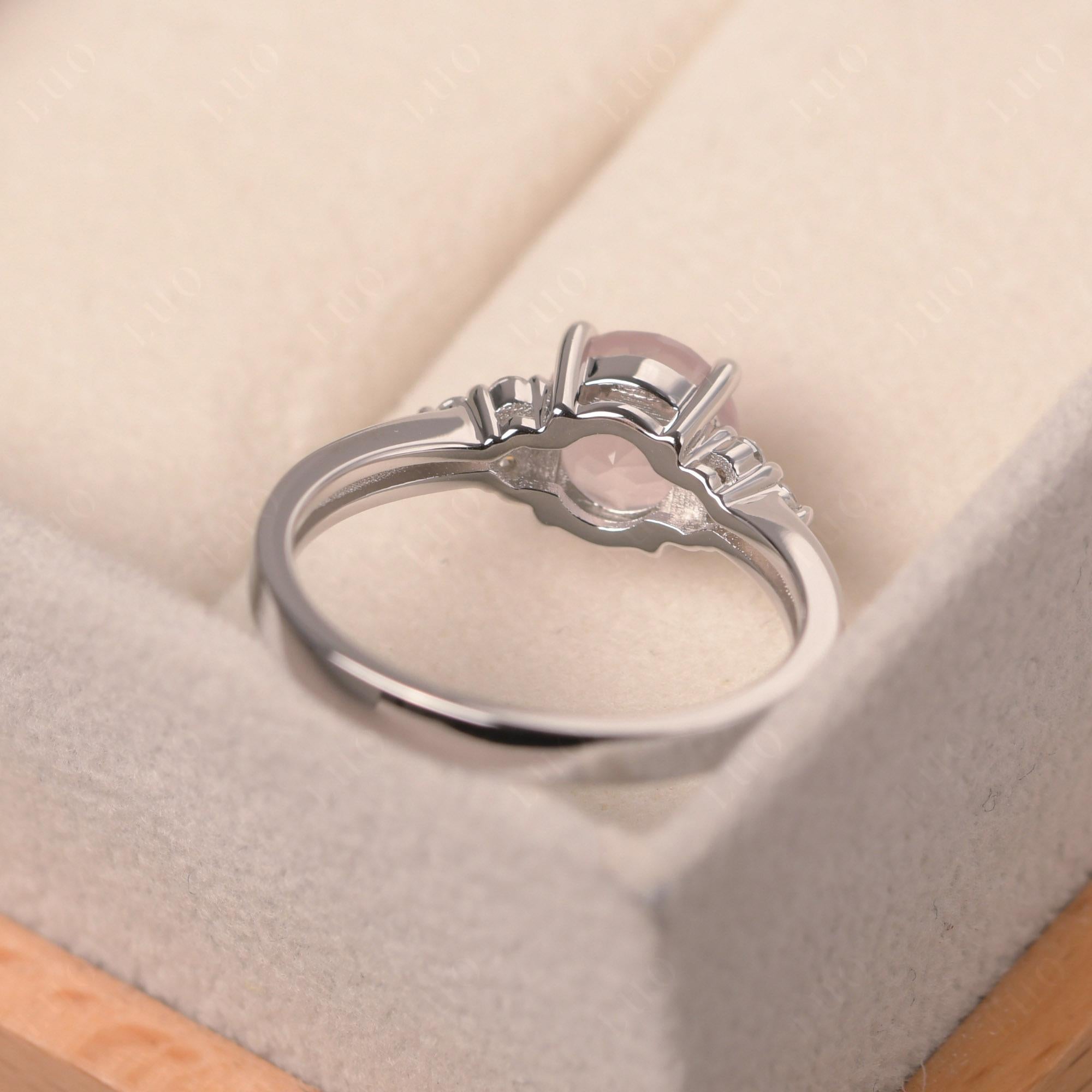 Round Cut Rose Quartz Engagement Ring - LUO Jewelry