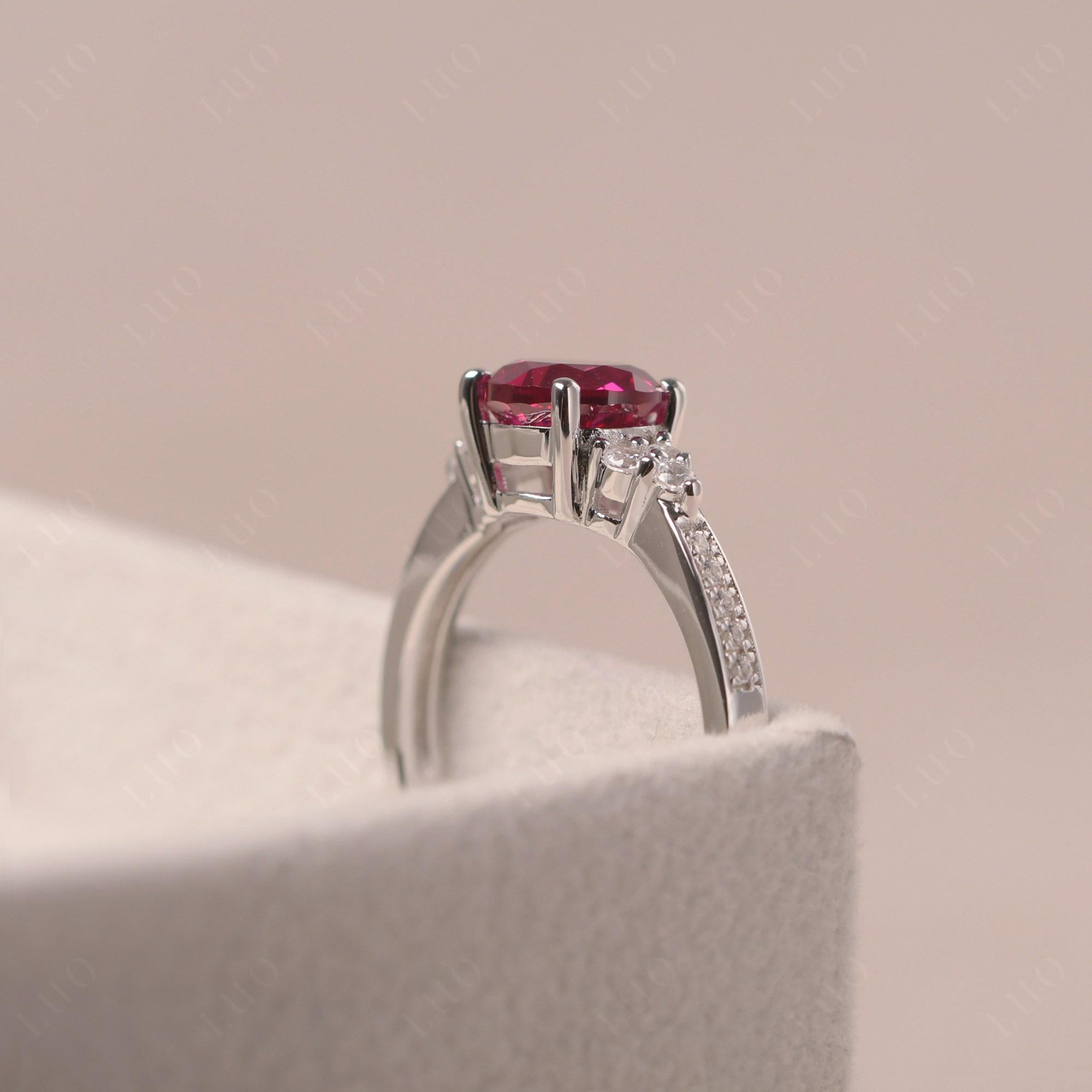 Round Cut Ruby Engagement Ring - LUO Jewelry