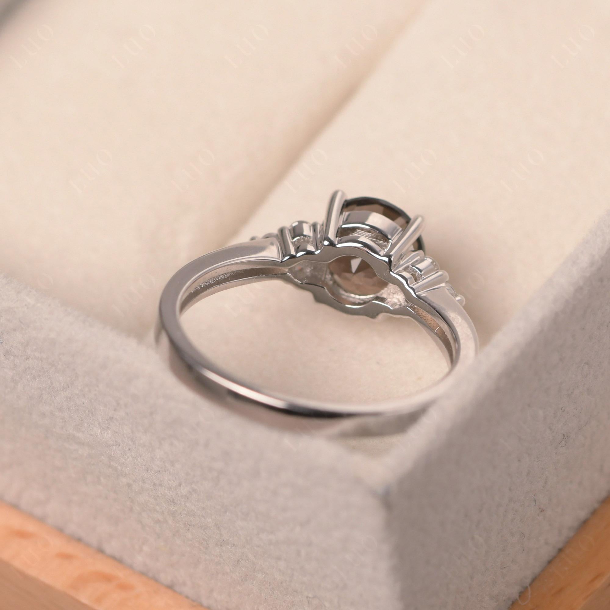 Round Cut Smoky Quartz Engagement Ring - LUO Jewelry