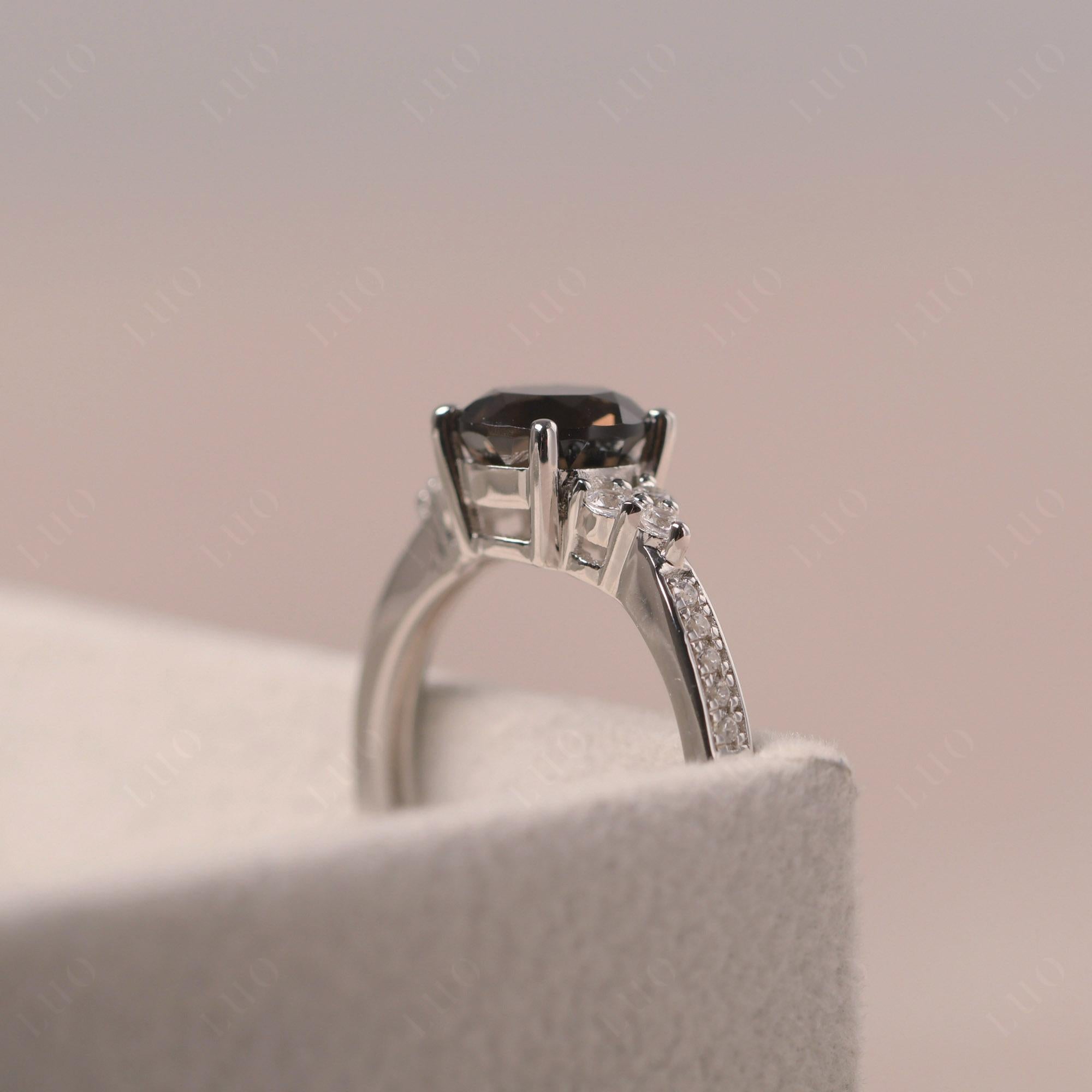 Round Cut Smoky Quartz Engagement Ring - LUO Jewelry