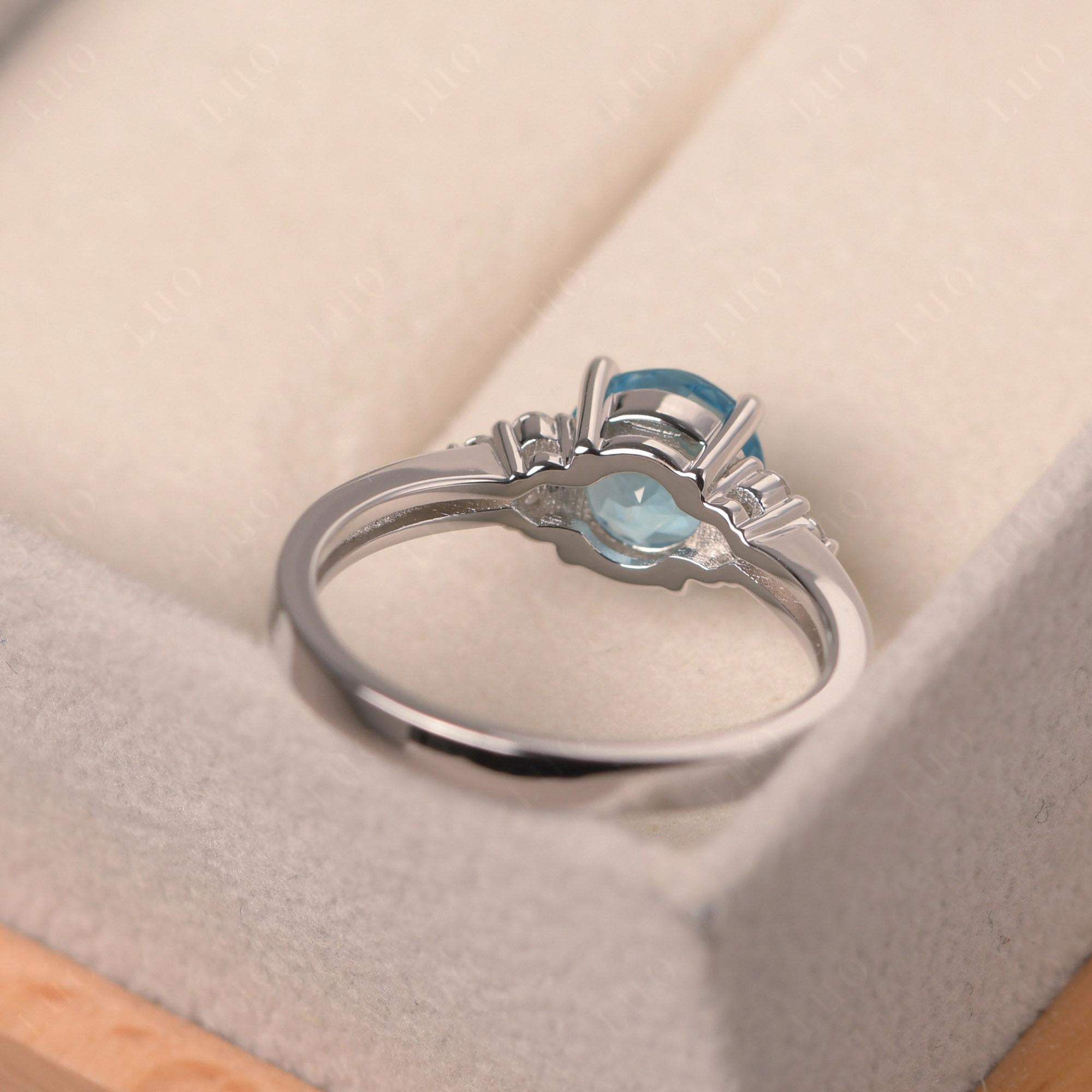 Round Cut Swiss Blue Topaz Engagement Ring - LUO Jewelry