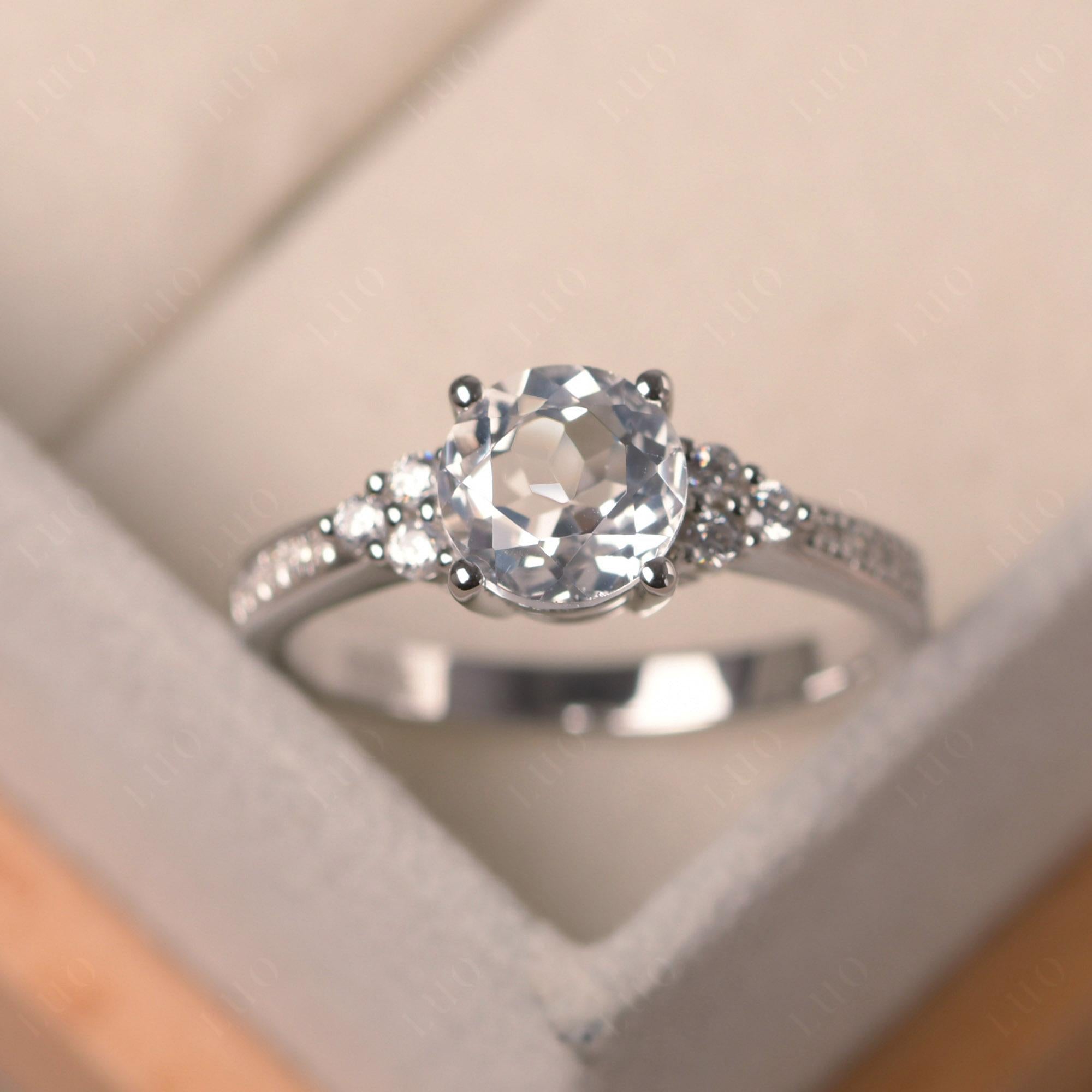 Round Cut White Topaz Engagement Ring - LUO Jewelry