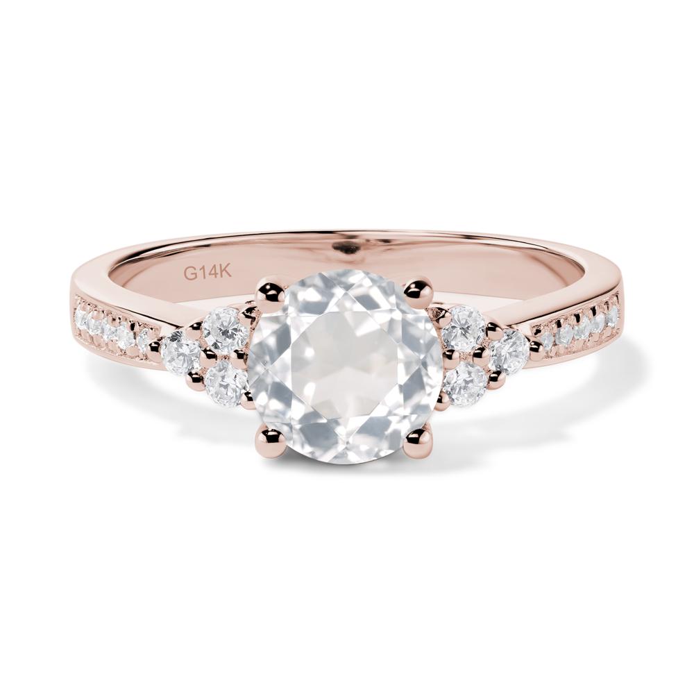 Round Cut White Topaz Engagement Ring - LUO Jewelry #metal_14k rose gold