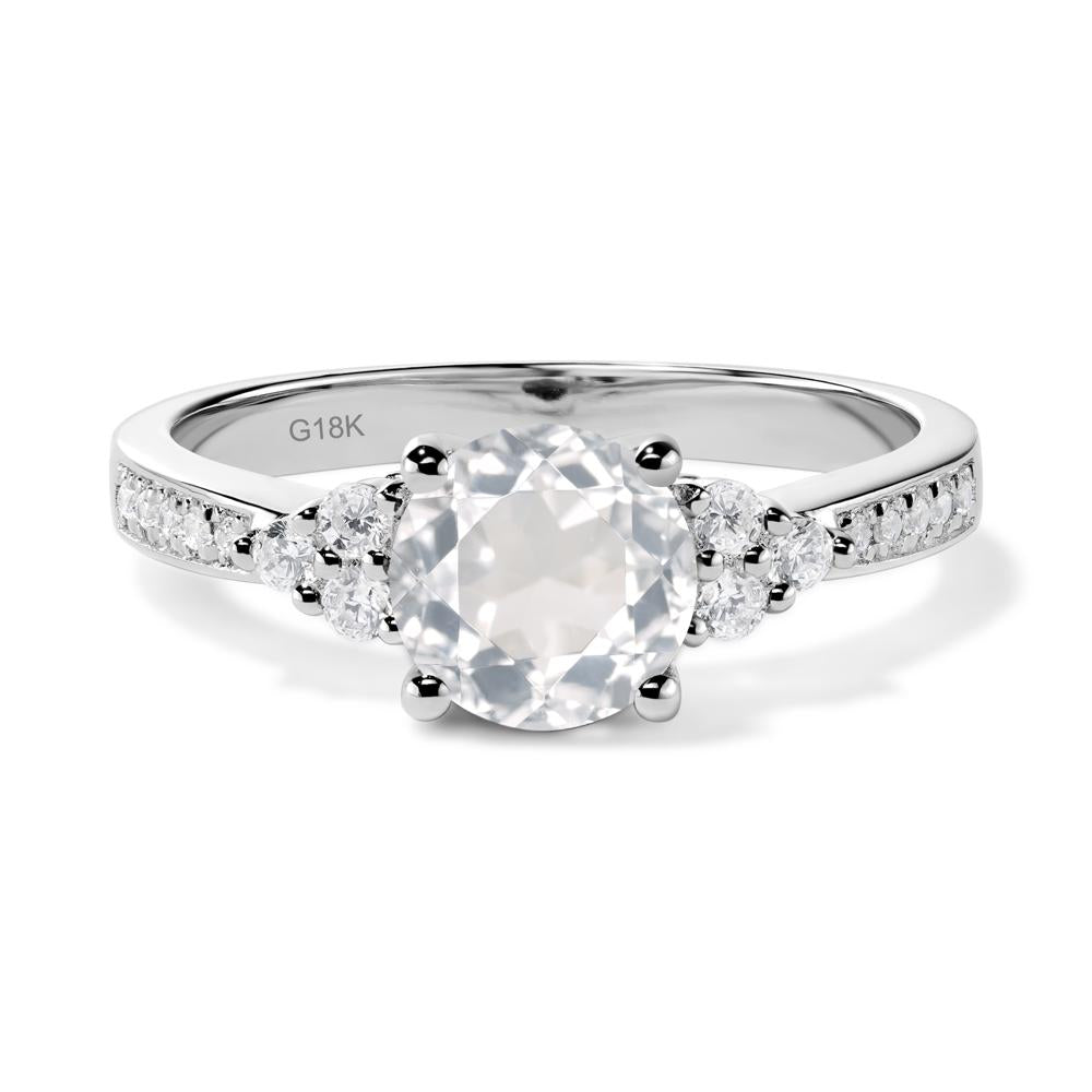 Round Cut White Topaz Engagement Ring - LUO Jewelry #metal_18k white gold