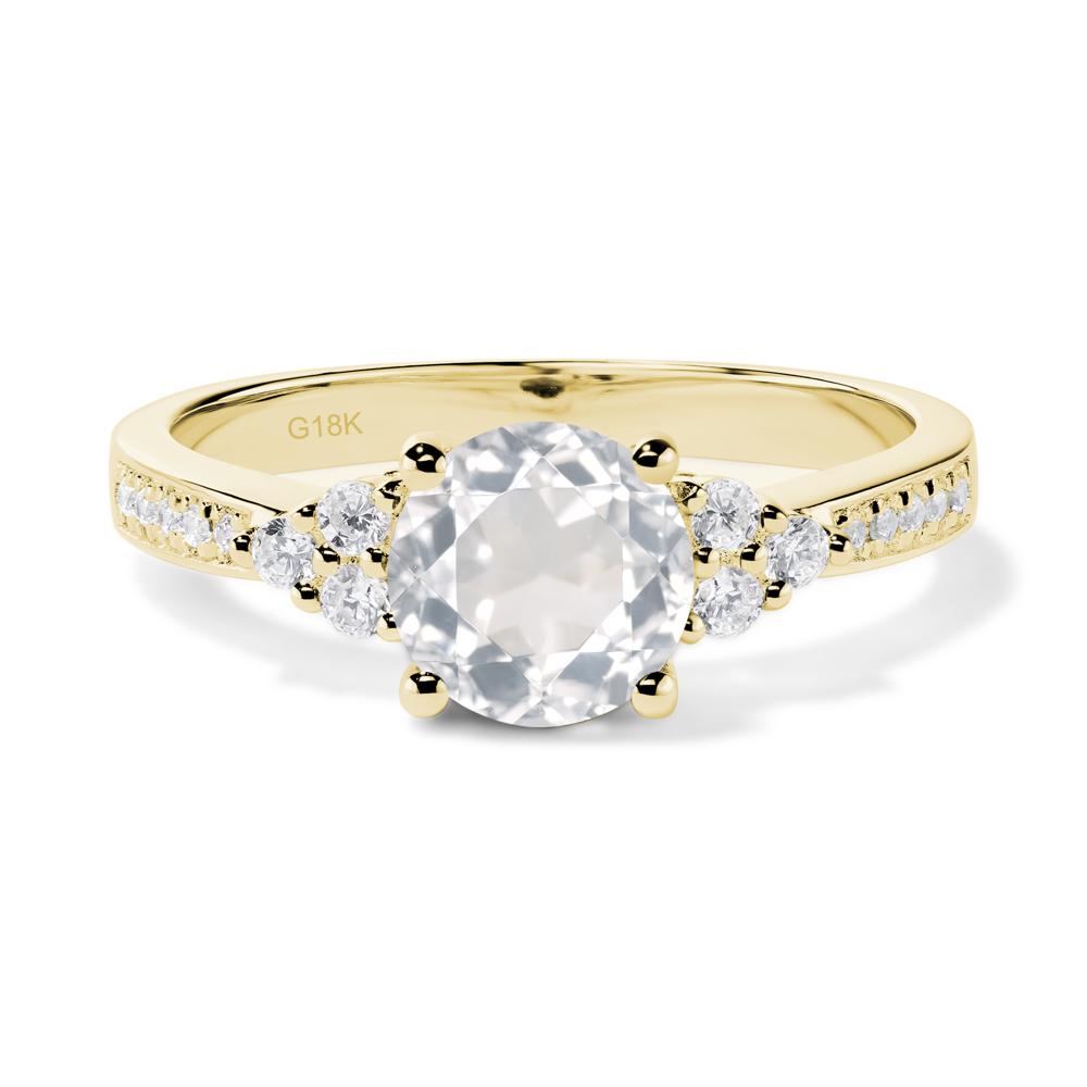 Round Cut White Topaz Engagement Ring - LUO Jewelry #metal_18k yellow gold