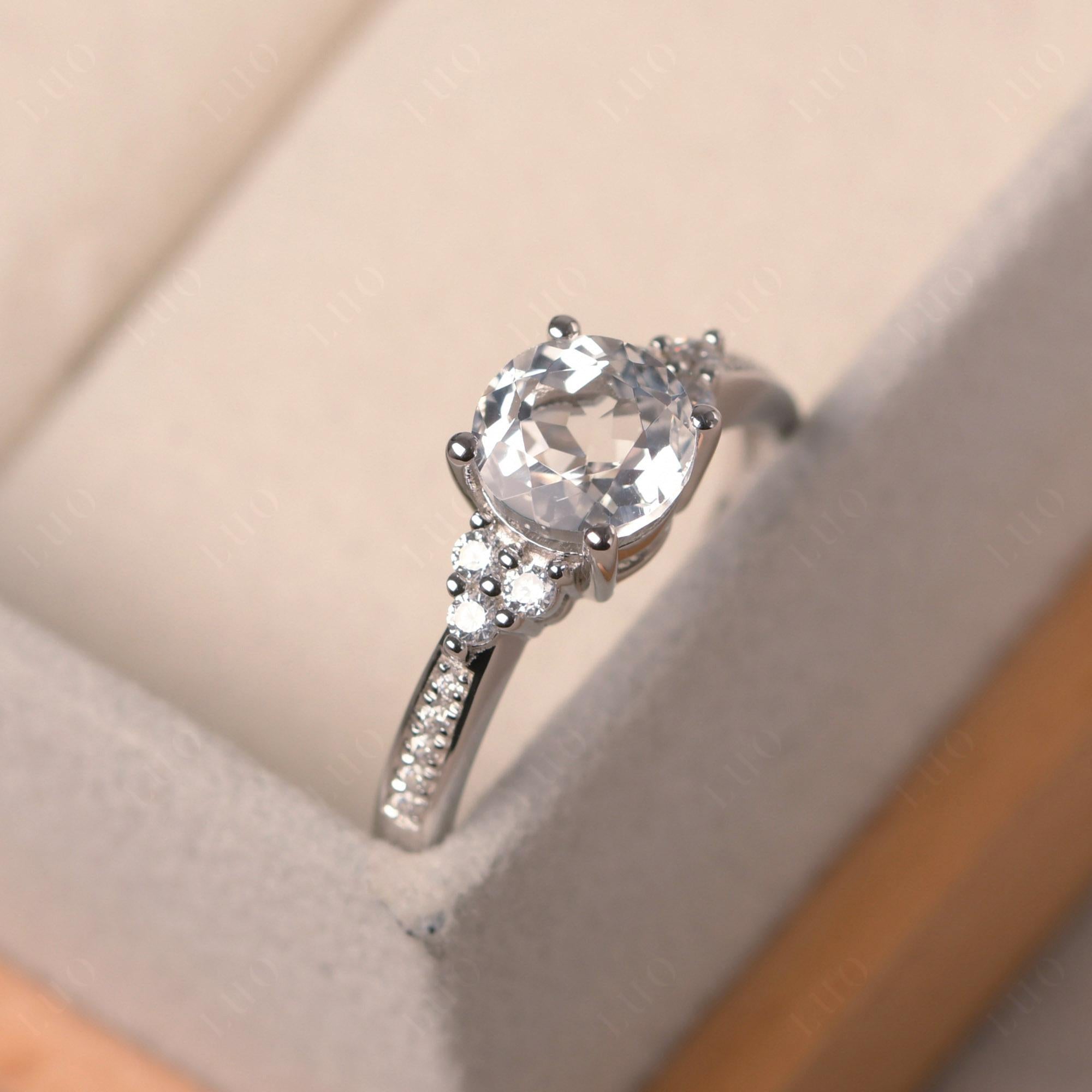 Round Cut White Topaz Engagement Ring - LUO Jewelry