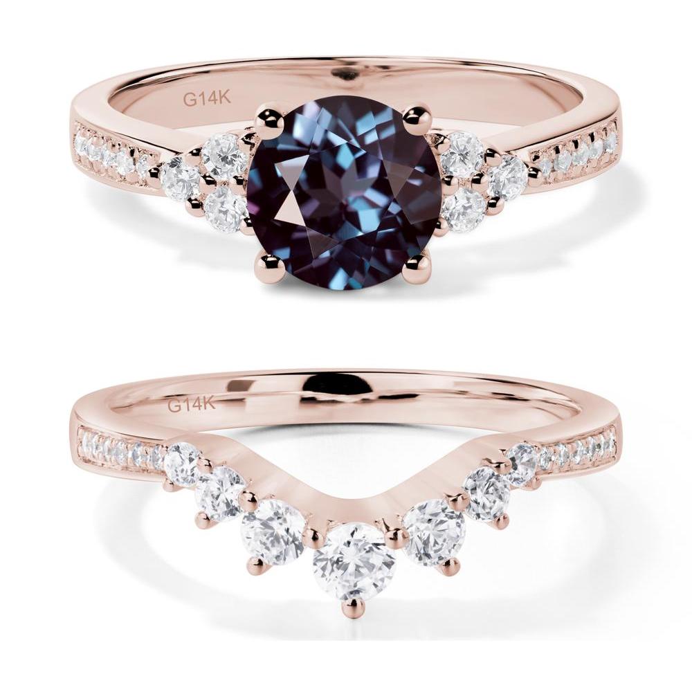 Round Cut Alexandrite Engagement Ring - LUO Jewelry #metal_14k rose gold