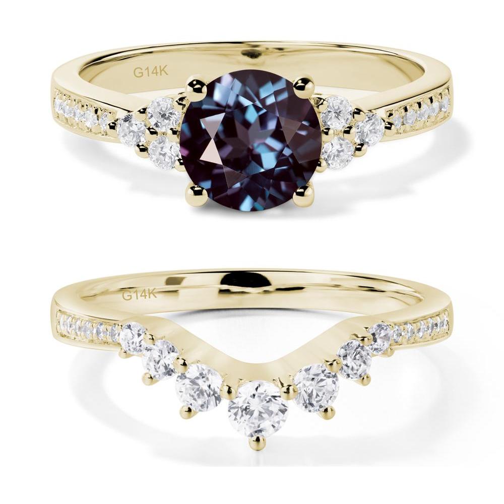 Round Cut Alexandrite Engagement Ring - LUO Jewelry #metal_14k yellow gold