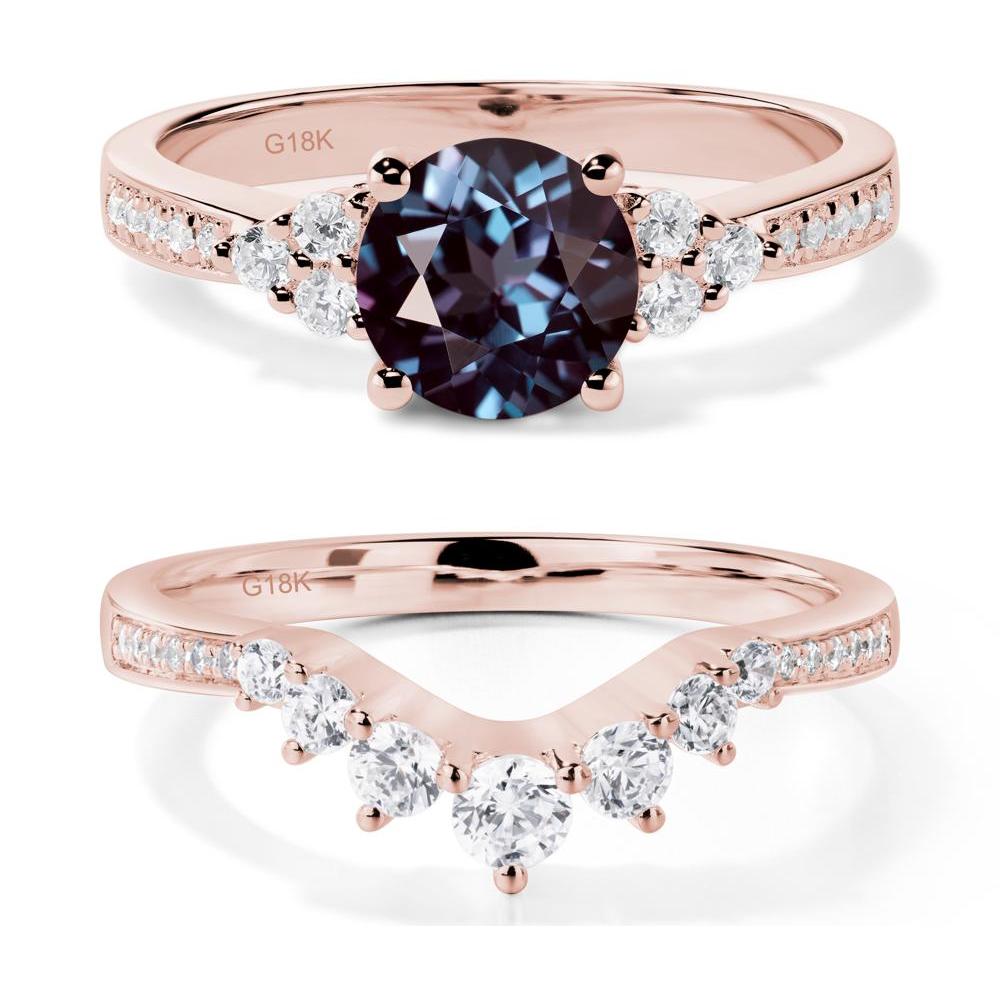 Round Cut Alexandrite Engagement Ring - LUO Jewelry #metal_18k rose gold