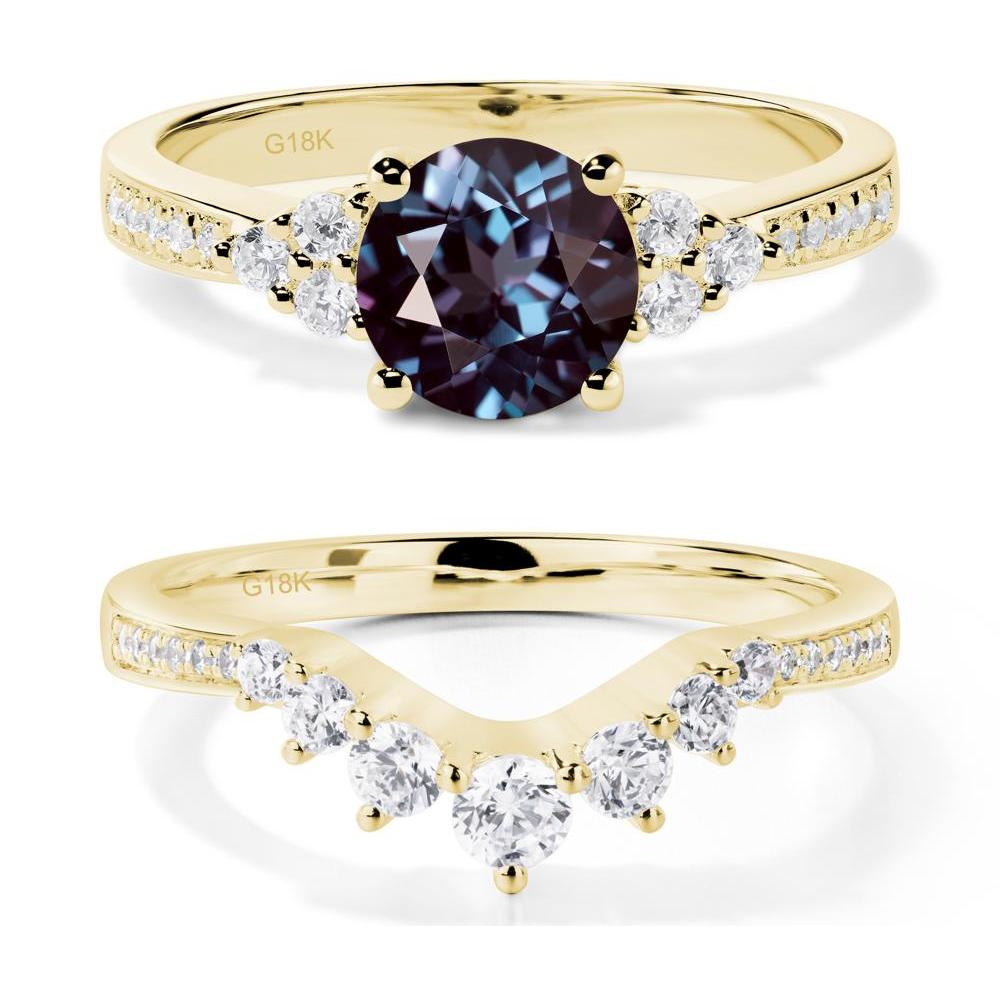 Round Cut Alexandrite Engagement Ring - LUO Jewelry #metal_18k yellow gold