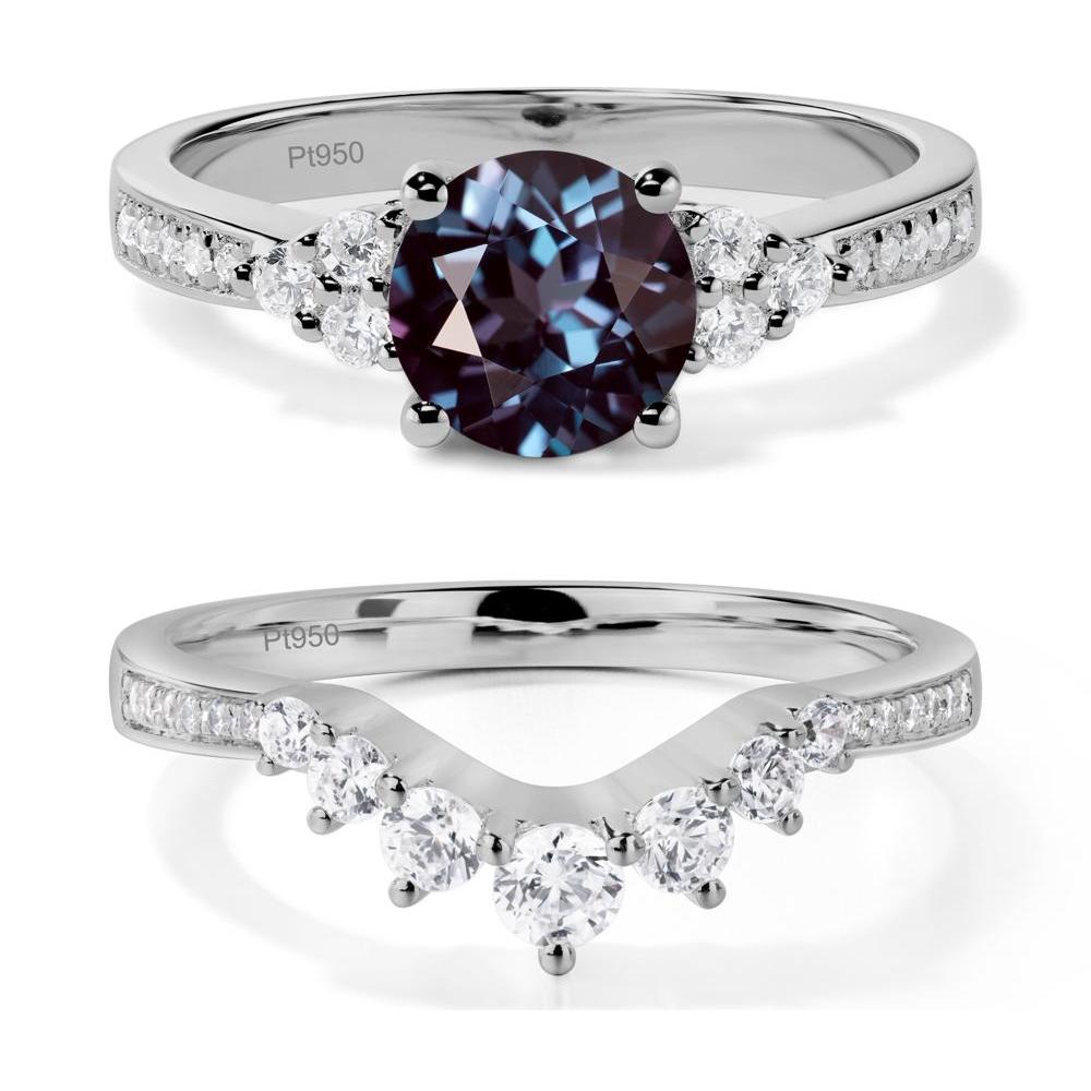Round Cut Alexandrite Engagement Ring - LUO Jewelry #metal_platinum