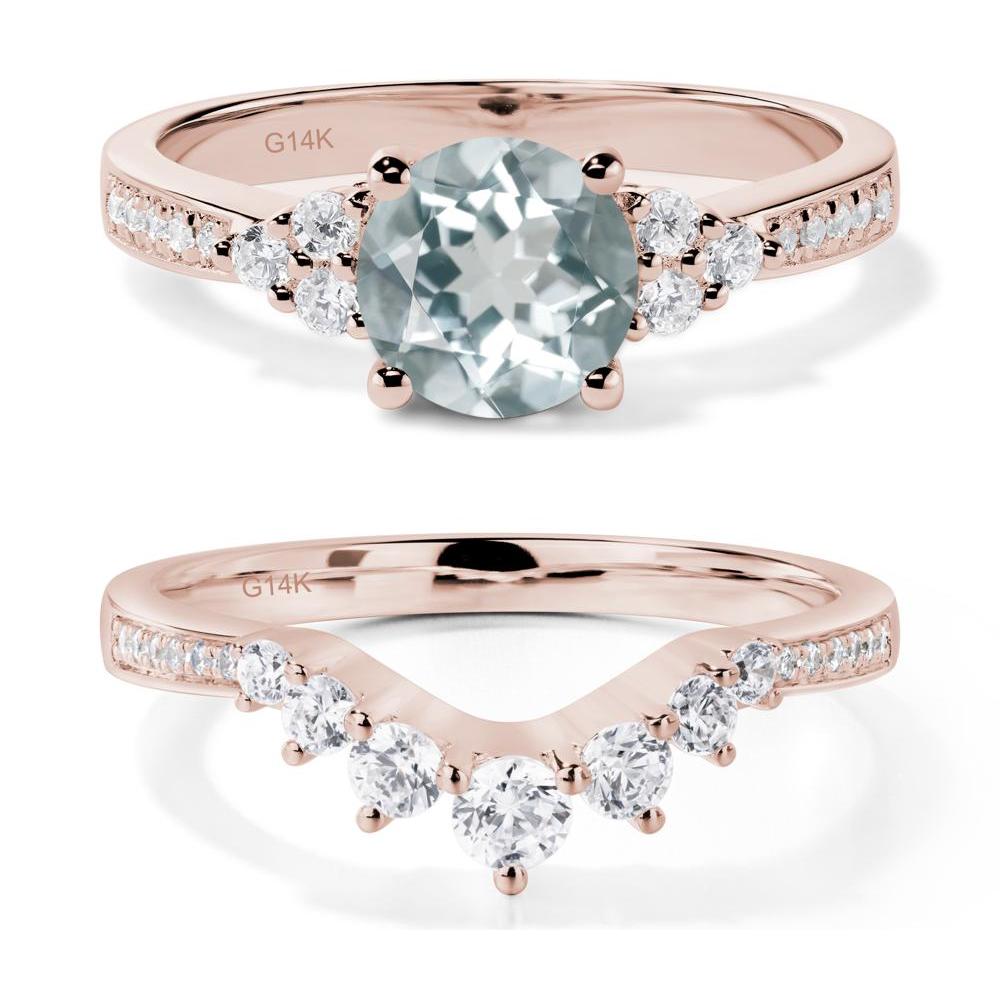 Round Cut Aquamarine Engagement Ring - LUO Jewelry #metal_14k rose gold