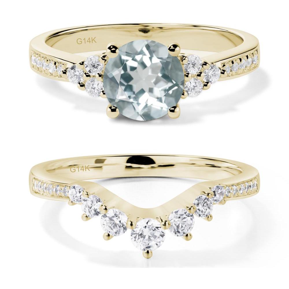 Round Cut Aquamarine Engagement Ring - LUO Jewelry #metal_14k yellow gold