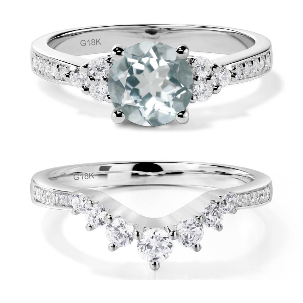 Round Cut Aquamarine Engagement Ring - LUO Jewelry #metal_18k white gold
