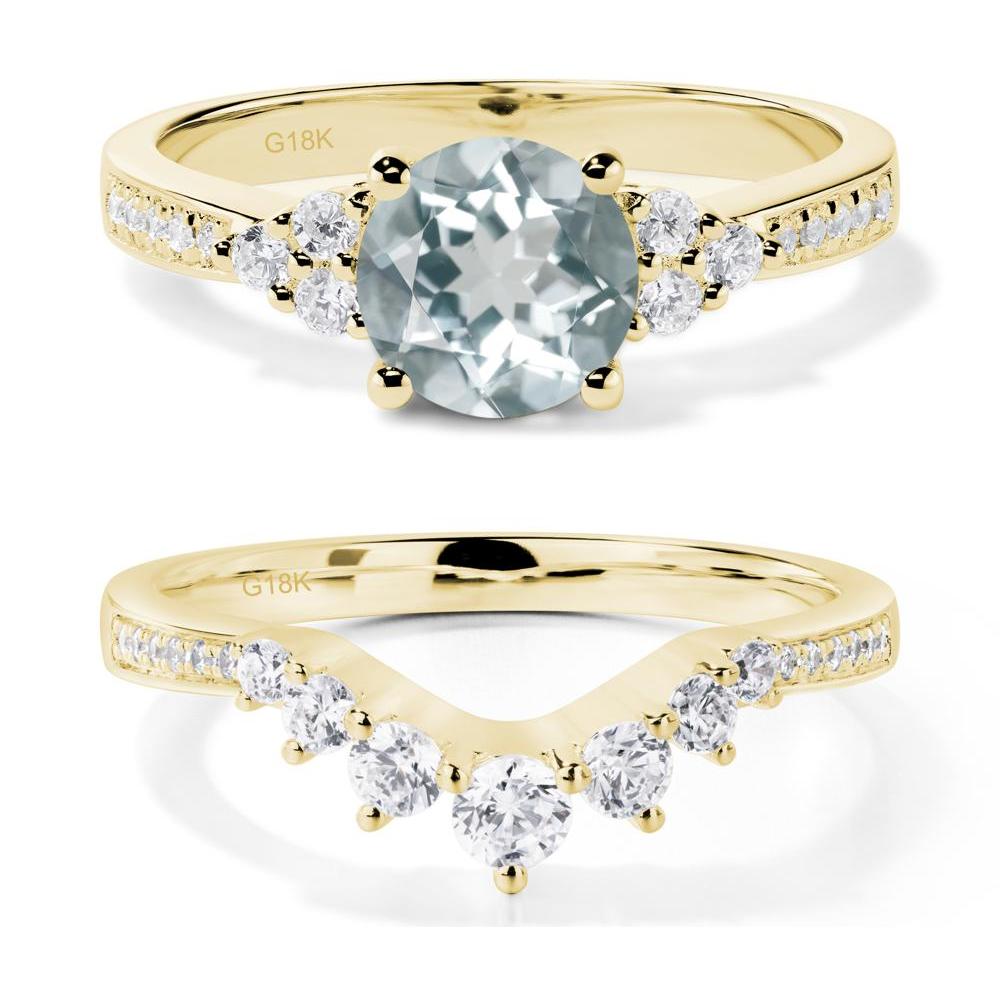 Round Cut Aquamarine Engagement Ring - LUO Jewelry #metal_18k yellow gold