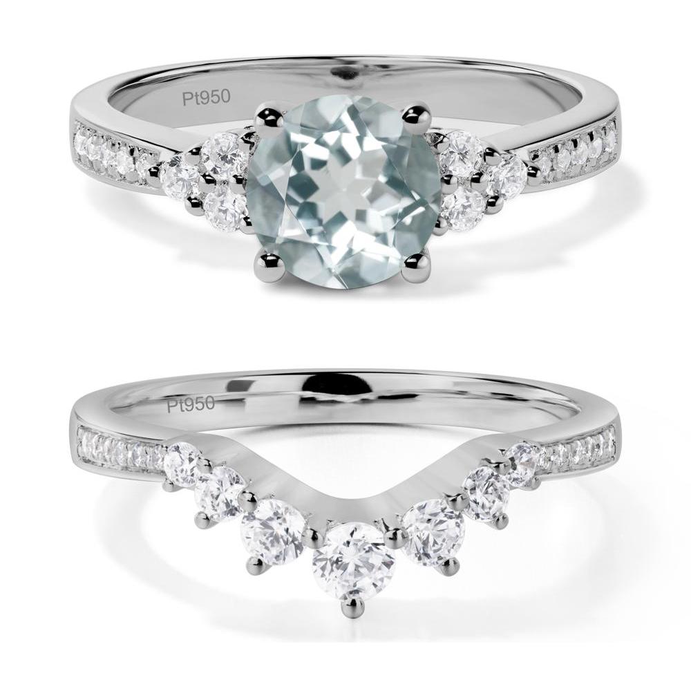 Round Cut Aquamarine Engagement Ring - LUO Jewelry #metal_platinum