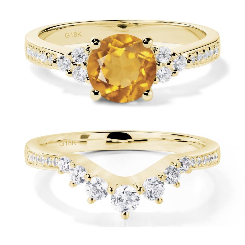 Round Cut Citrine Engagement Ring - LUO Jewelry #metal_18k yellow gold