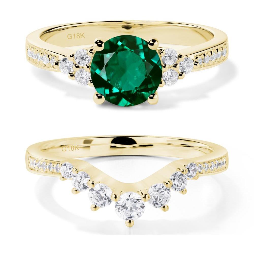 Round Cut Emerald Engagement Ring - LUO Jewelry #metal_18k yellow gold