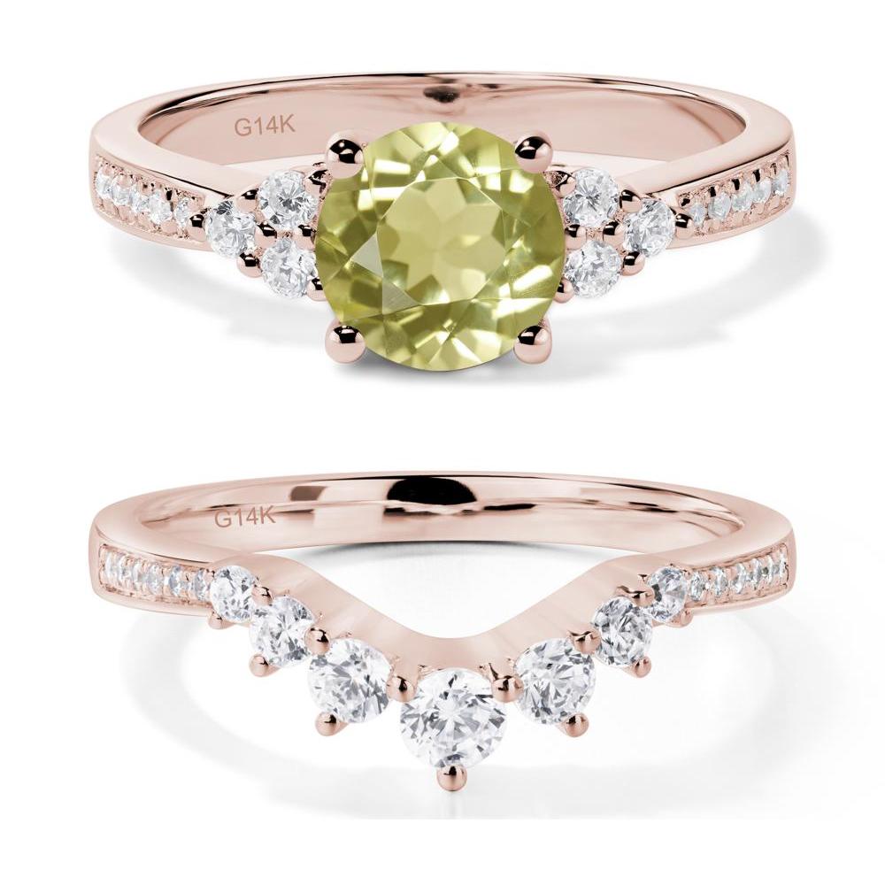 Round Cut Lemon Quartz Engagement Ring - LUO Jewelry #metal_14k rose gold