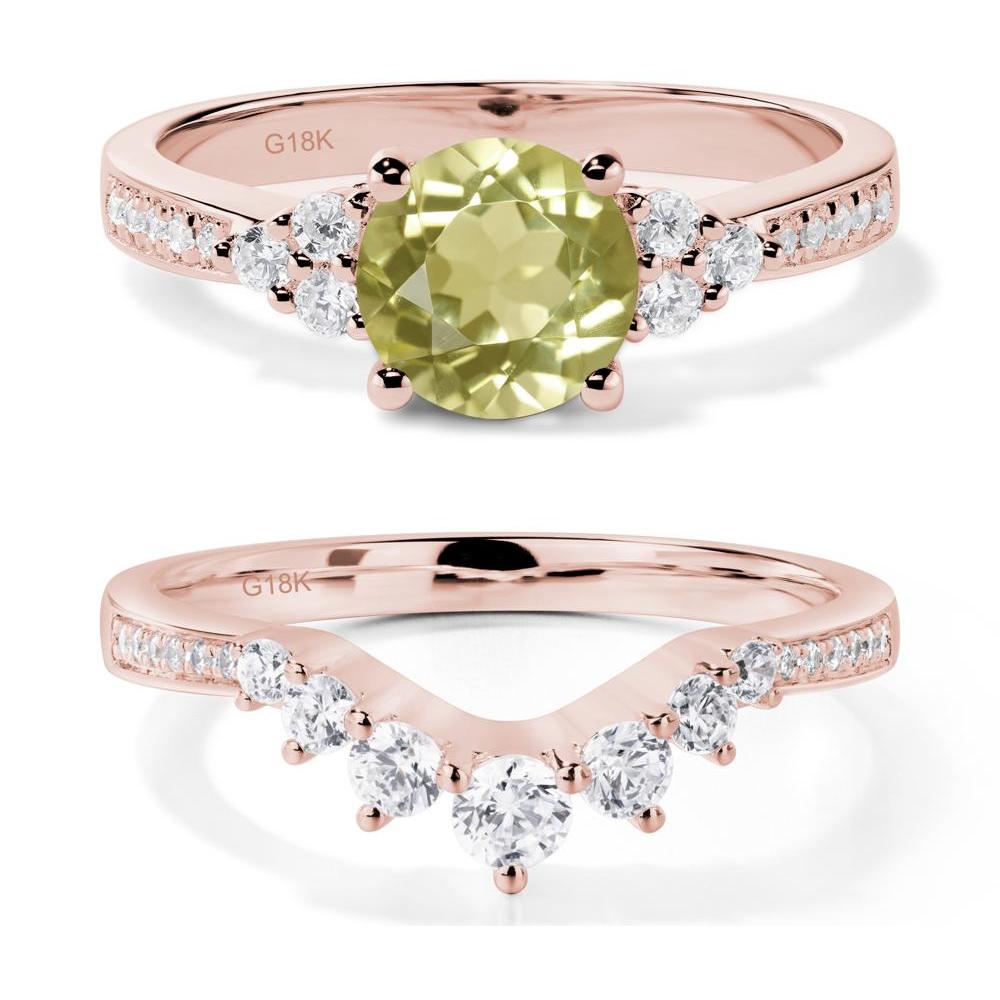 Round Cut Lemon Quartz Engagement Ring - LUO Jewelry #metal_18k rose gold
