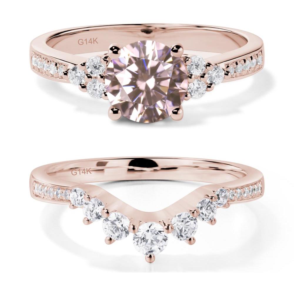 Round Cut Pink Cubic Zirconia Engagement Ring - LUO Jewelry #metal_14k rose gold