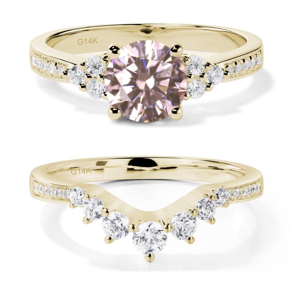 Round Cut Pink Cubic Zirconia Engagement Ring - LUO Jewelry #metal_14k yellow gold