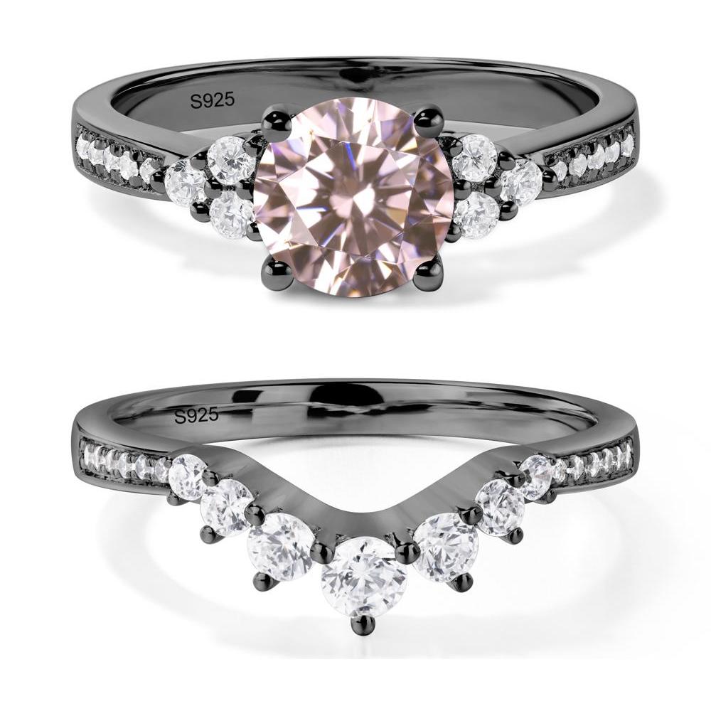 Round Cut Pink Cubic Zirconia Engagement Ring - LUO Jewelry #metal_black finish sterling silver