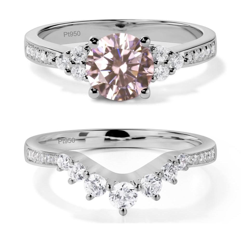 Round Cut Pink Cubic Zirconia Engagement Ring - LUO Jewelry #metal_platinum