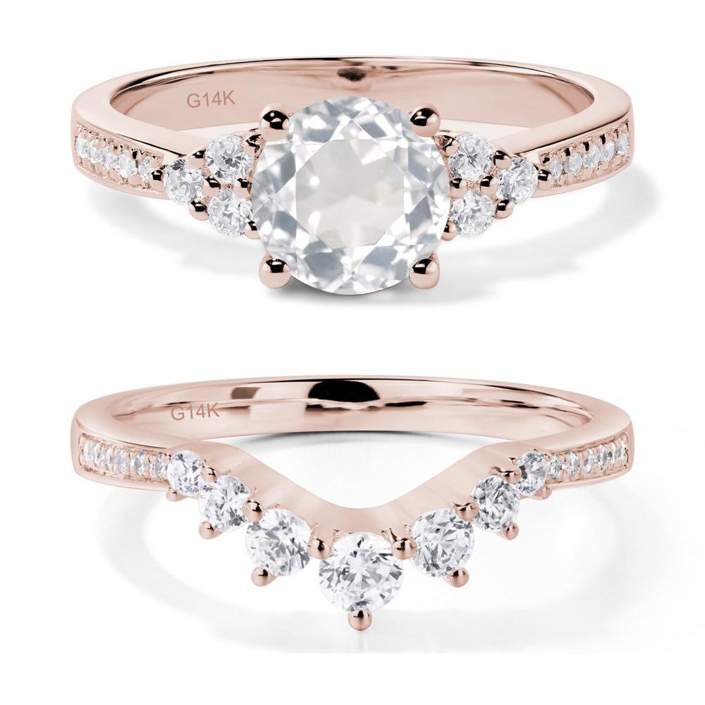 Round Cut White Topaz Engagement Ring - LUO Jewelry #metal_14k rose gold
