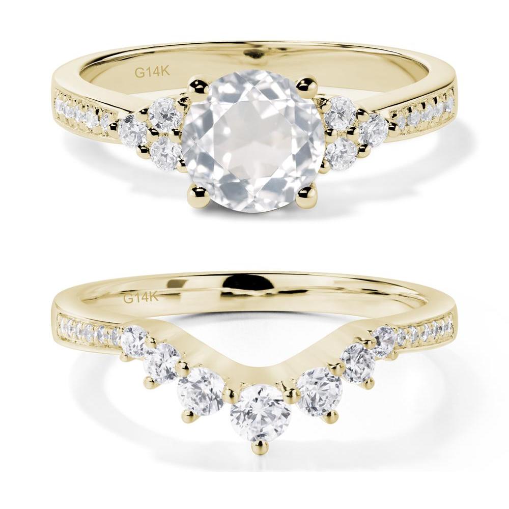 Round Cut White Topaz Engagement Ring - LUO Jewelry #metal_14k yellow gold