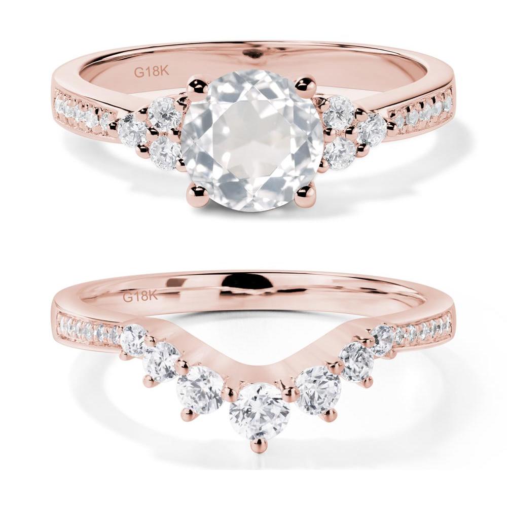 Round Cut White Topaz Engagement Ring - LUO Jewelry #metal_18k rose gold