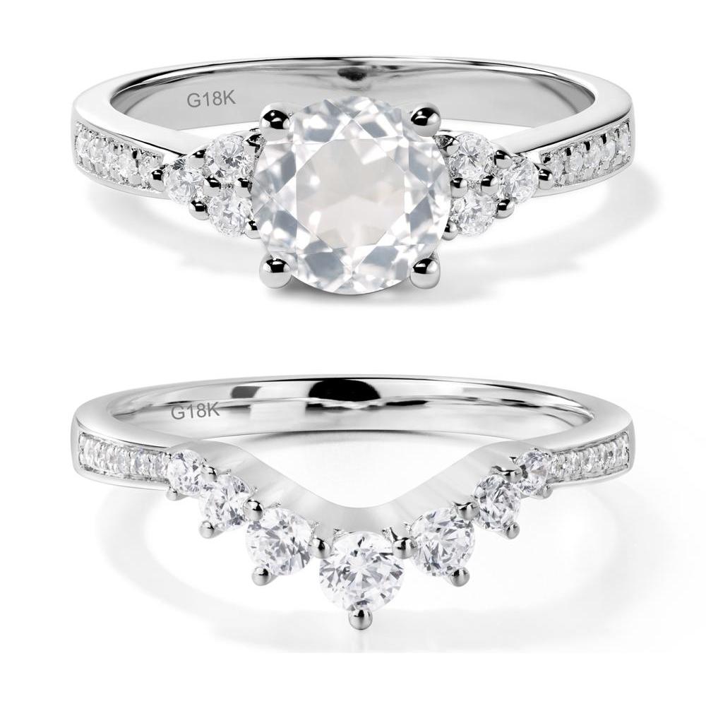 Round Cut White Topaz Engagement Ring - LUO Jewelry #metal_18k white gold