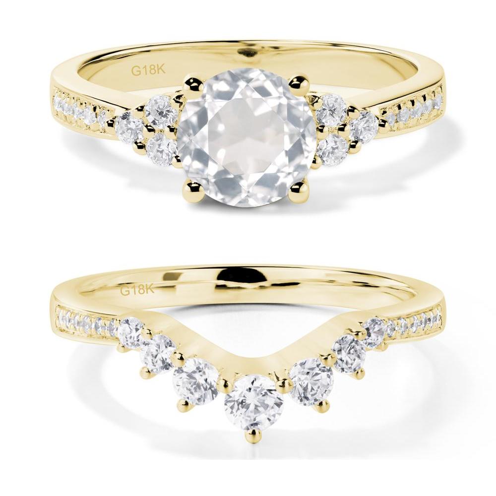 Round Cut White Topaz Engagement Ring - LUO Jewelry #metal_18k yellow gold