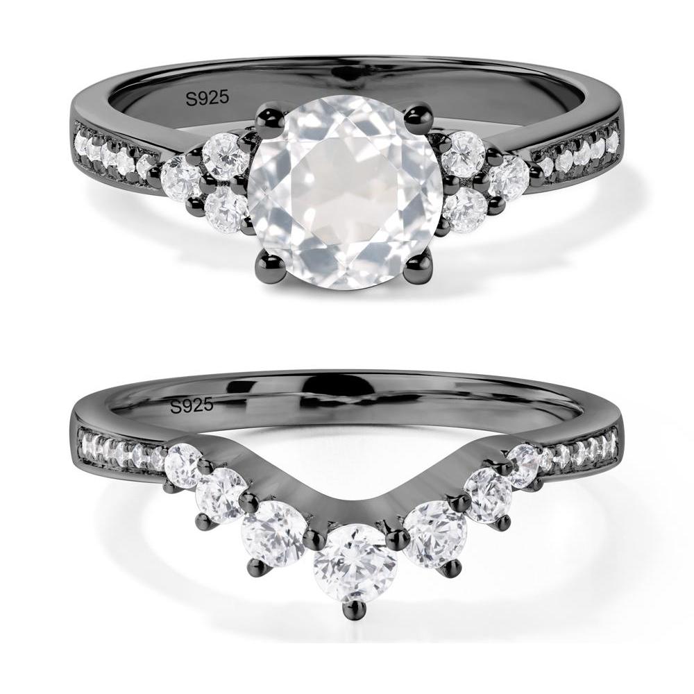 Round Cut White Topaz Engagement Ring - LUO Jewelry #metal_black finish sterling silver