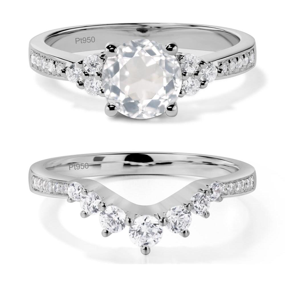 Round Cut White Topaz Engagement Ring - LUO Jewelry #metal_platinum