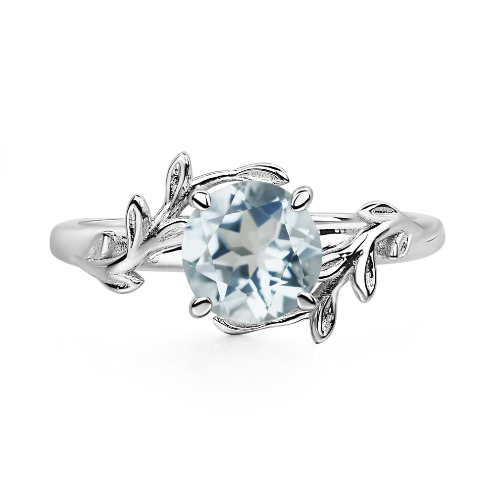 Aquamarine Leaf and Vine Ring - LUO Jewelry #metal_14k white gold
