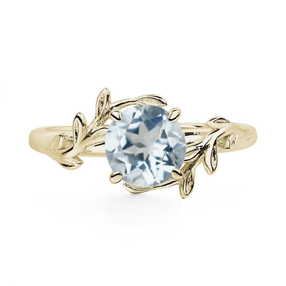 Aquamarine Leaf and Vine Ring - LUO Jewelry #metal_14k yellow gold