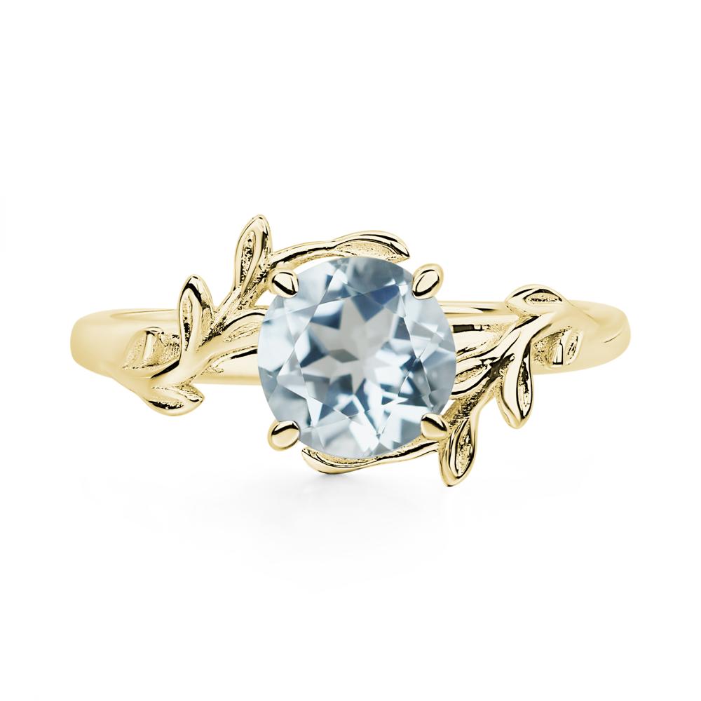 Aquamarine Leaf and Vine Ring - LUO Jewelry #metal_18k yellow gold