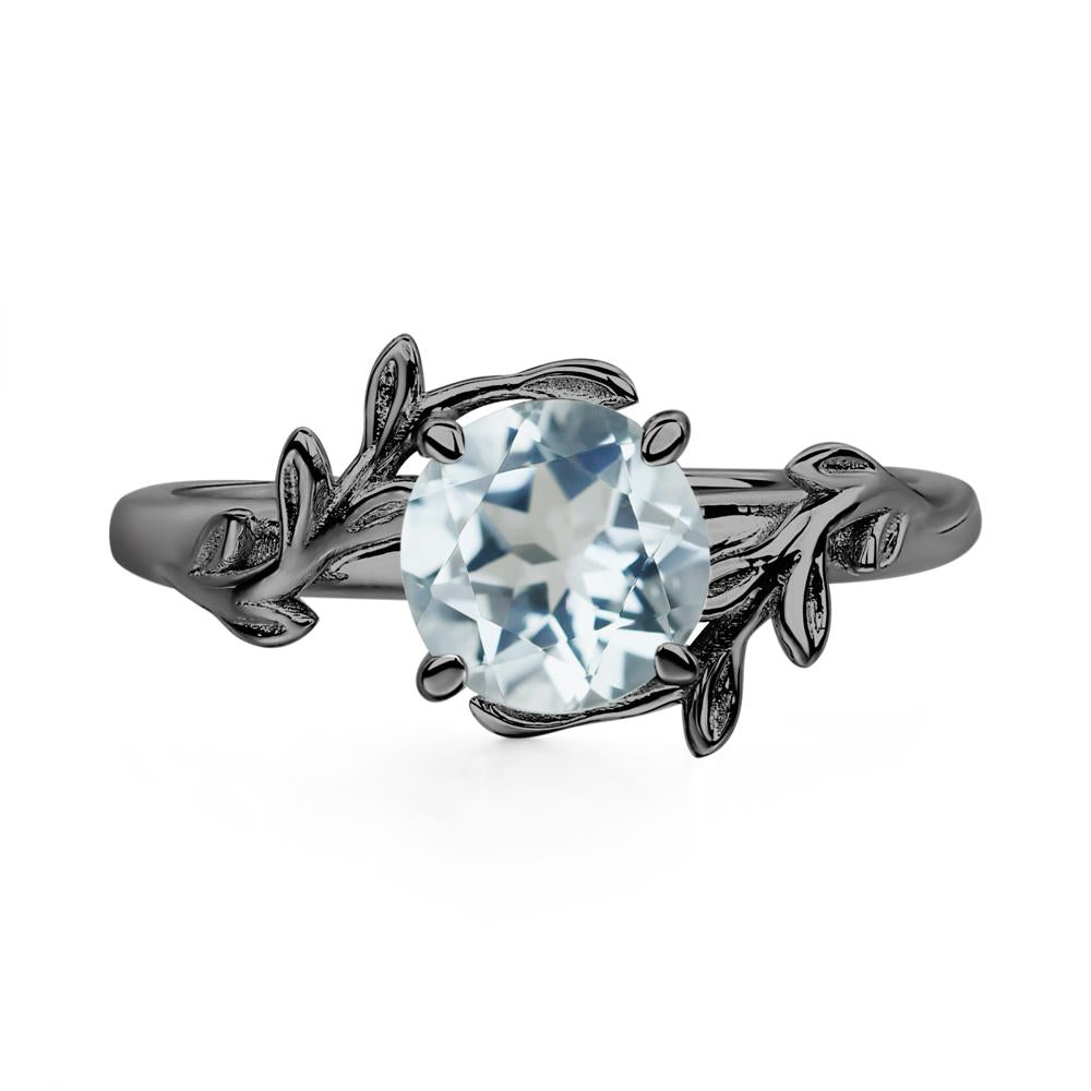 Aquamarine Leaf and Vine Ring - LUO Jewelry #metal_black finish sterling silver