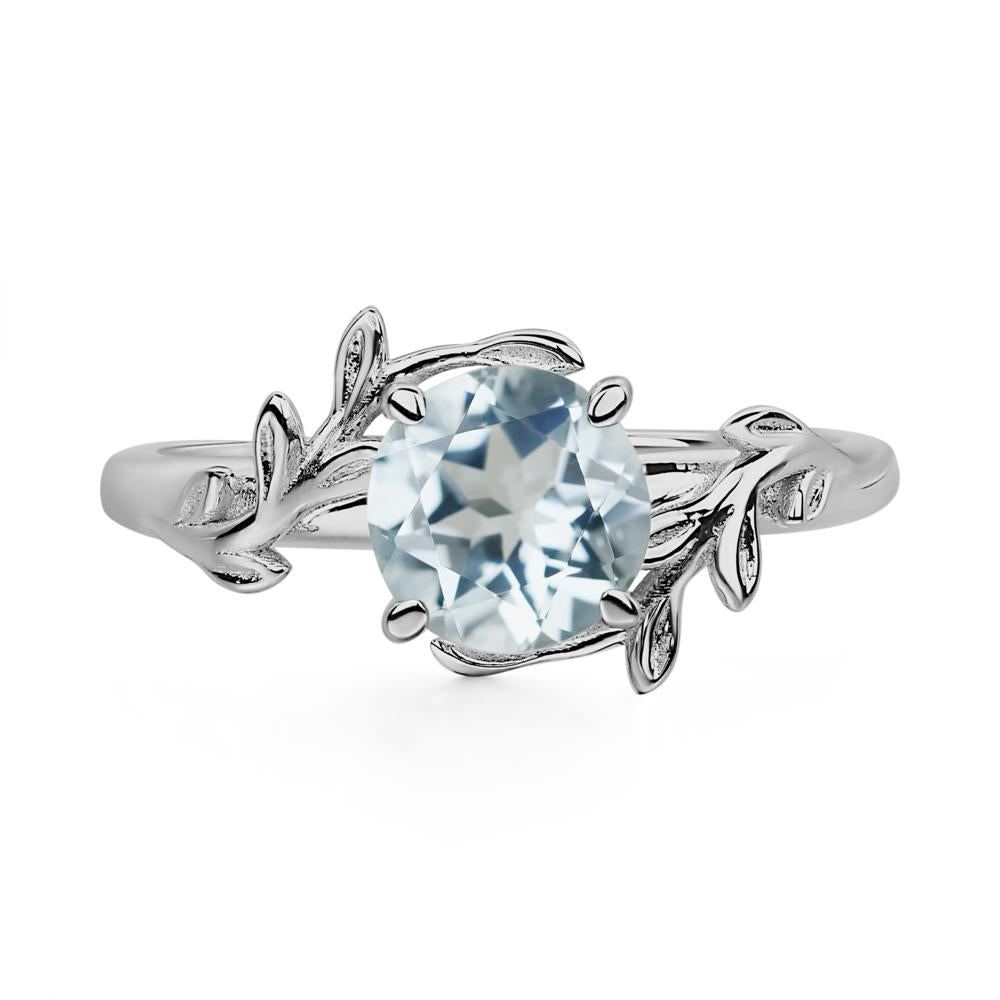 Aquamarine Leaf and Vine Ring - LUO Jewelry #metal_platinum