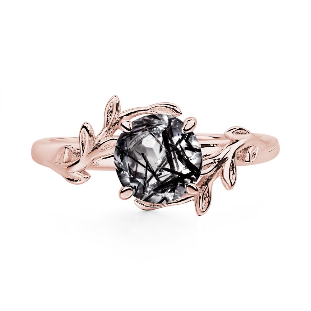 Black Rutilated Quartz Vine Engagement Ring - LUO Jewelry #metal_18k rose gold