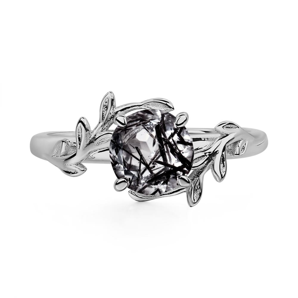 Black Rutilated Quartz Vine Engagement Ring - LUO Jewelry #metal_platinum