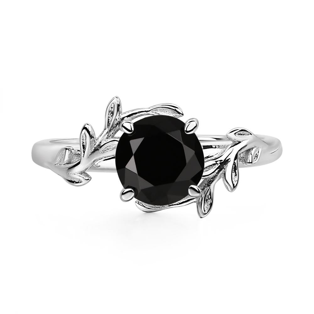 Black Spinel Vine Ring - LUO Jewelry #metal_14k white gold